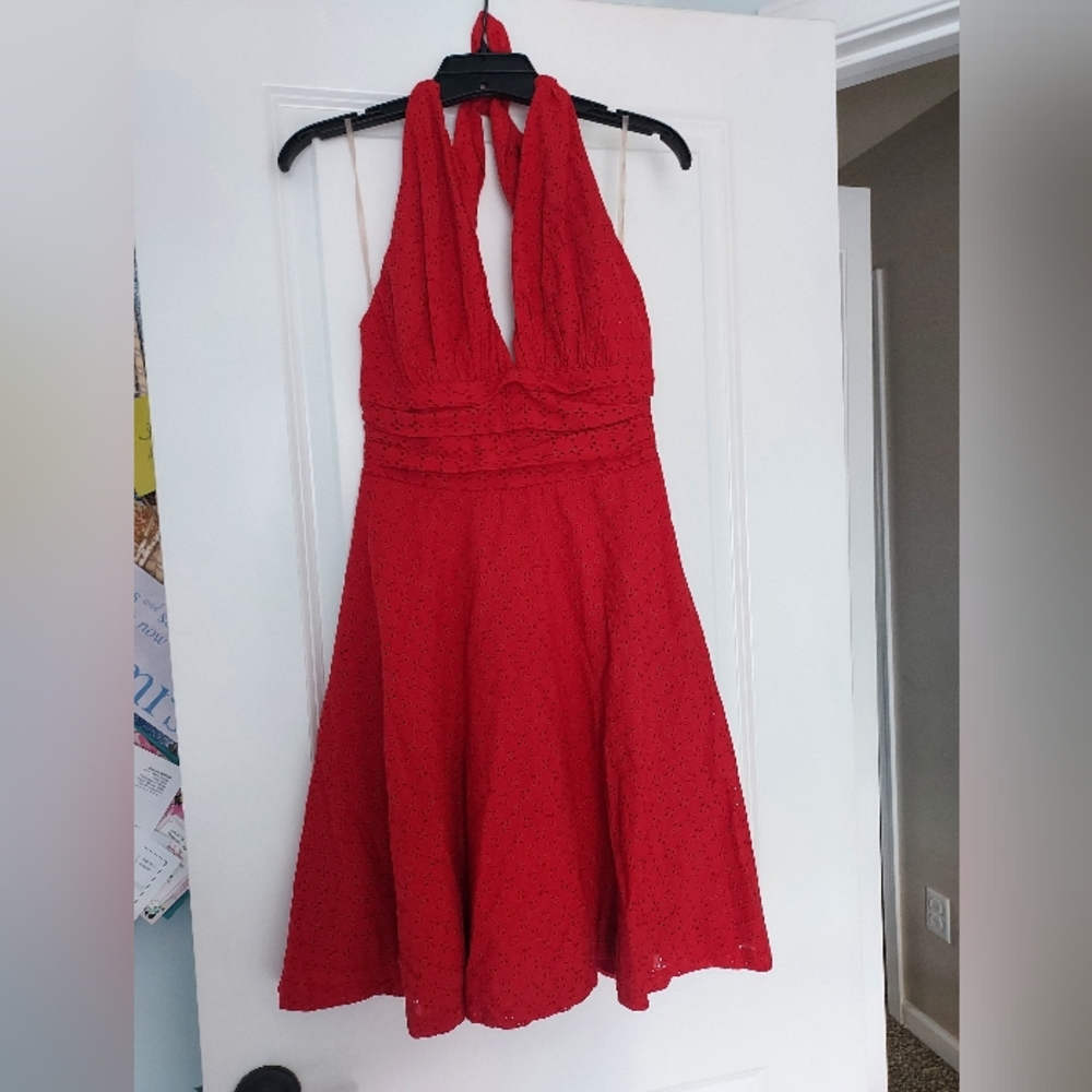 Vintage Inspired Modcloth Red Eyelet Dress